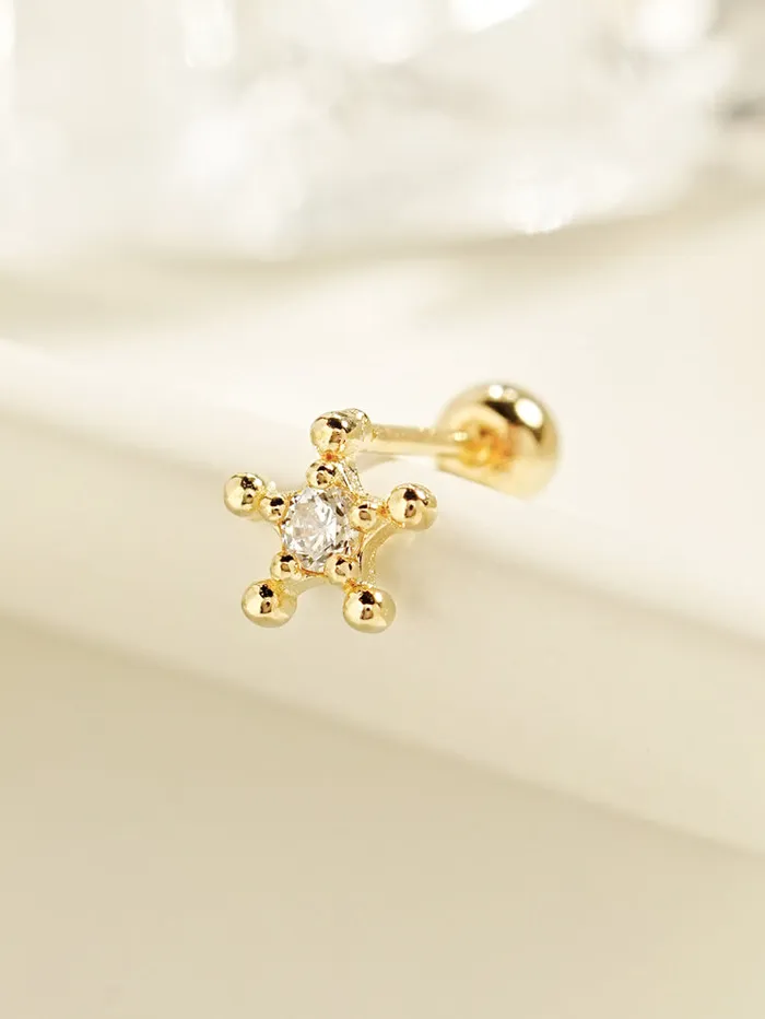 Earrings MinimalBijoux 14K Gold Circle Star Cartilage Earring 20G