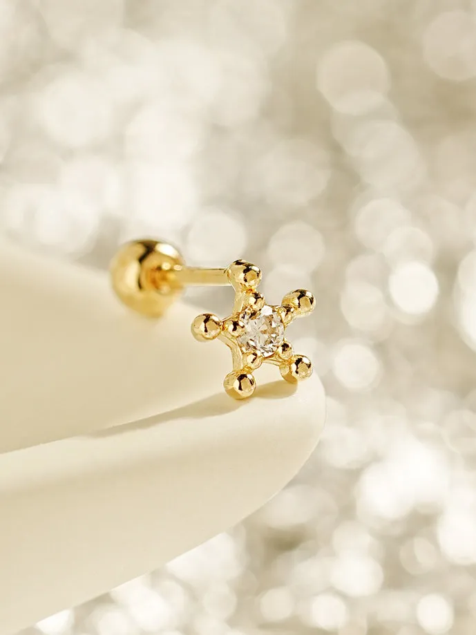 Earrings MinimalBijoux 14K Gold Circle Star Cartilage Earring 20G