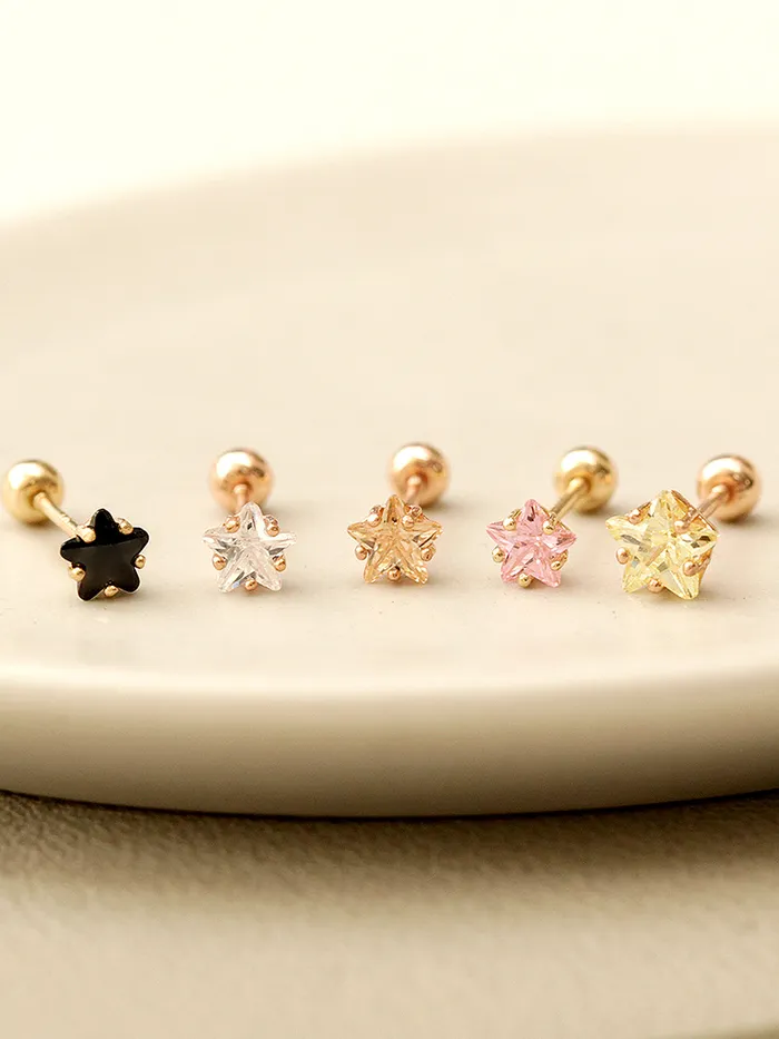 Earrings MinimalBijoux 14K Gold Daily Cubic Star Earring 20G18G16G