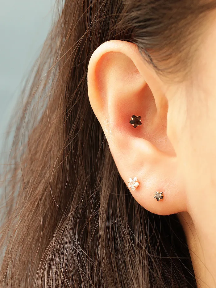 Earrings MinimalBijoux 14K Gold Daily Cubic Star Earring 20G18G16G