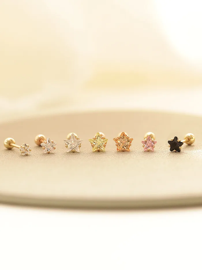 Earrings MinimalBijoux 14K Gold Daily Cubic Star Earring 20G18G16G