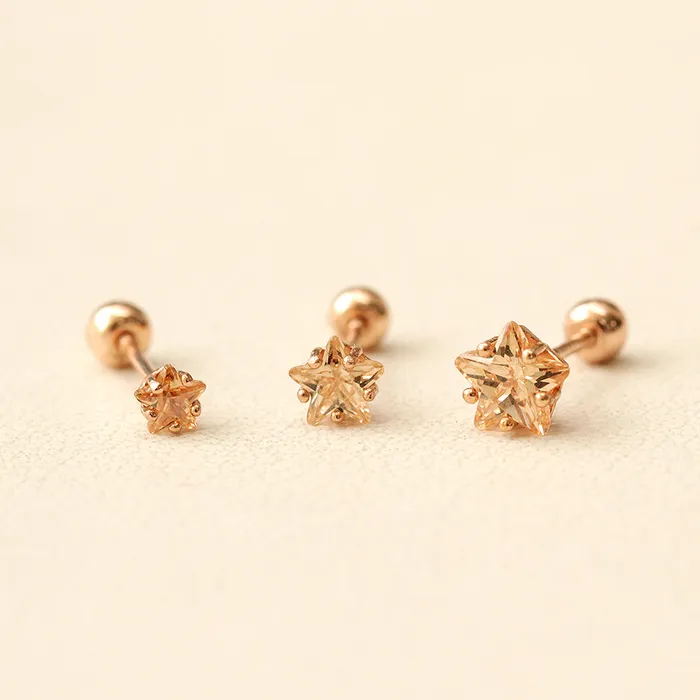 Earrings MinimalBijoux 14K Gold Daily Cubic Star Earring 20G18G16G