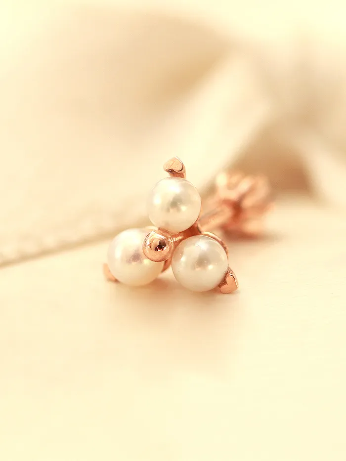Earrings MinimalBijoux 14K Gold Heart Pearl Cartilage Earring 18G16G