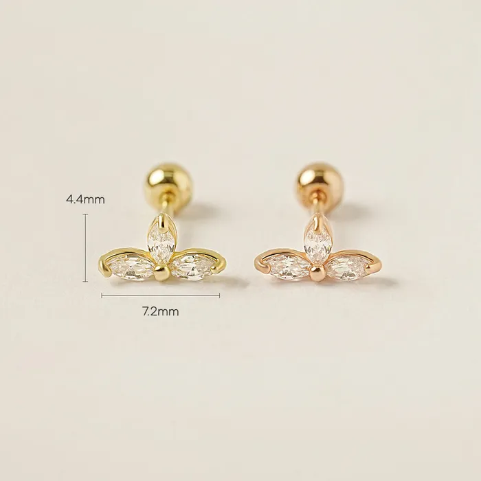 Earrings MinimalBijoux 14K Gold Maple Leaf Cartilage Earring 20G