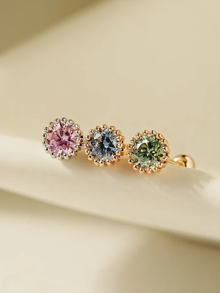 Earrings MinimalBijoux 14K Gold Moissanite Echo Cartilage Earring 20G18G16G