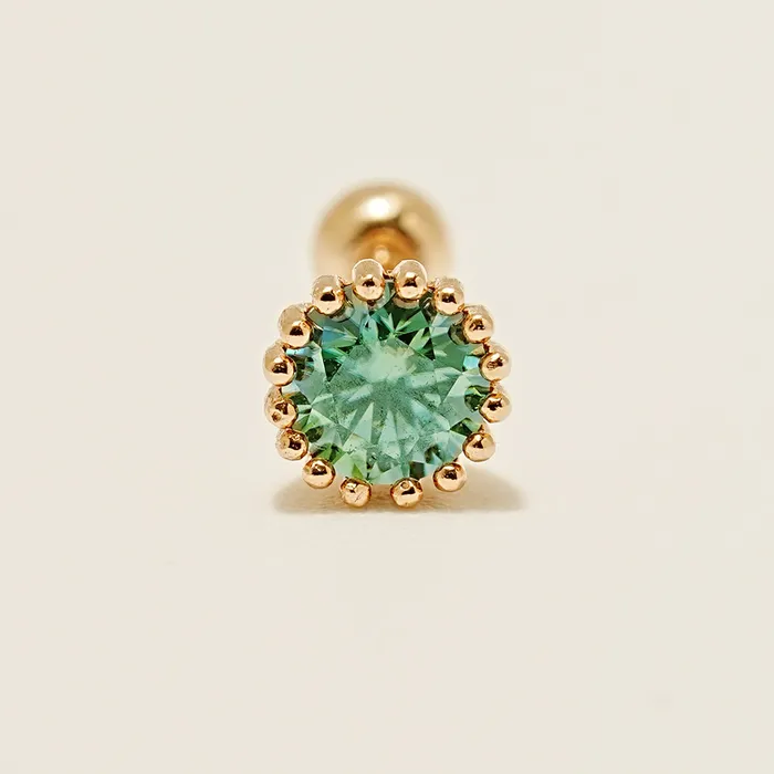 Earrings MinimalBijoux 14K Gold Moissanite Echo Cartilage Earring 20G18G16G