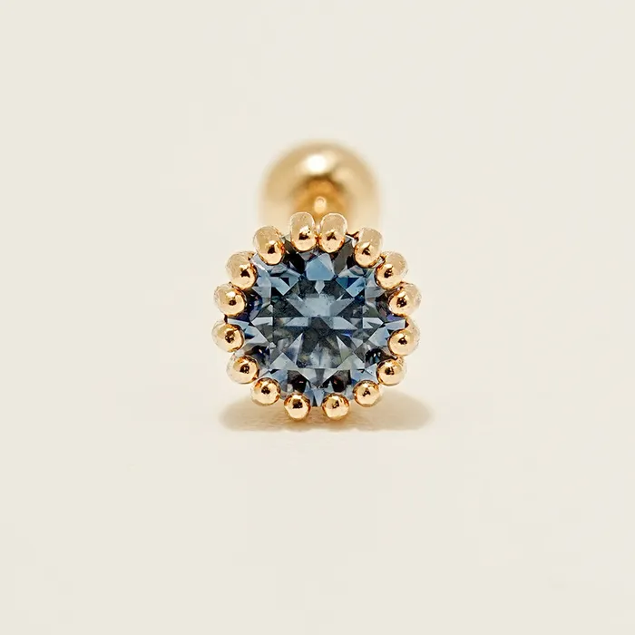 Earrings MinimalBijoux 14K Gold Moissanite Echo Cartilage Earring 20G18G16G