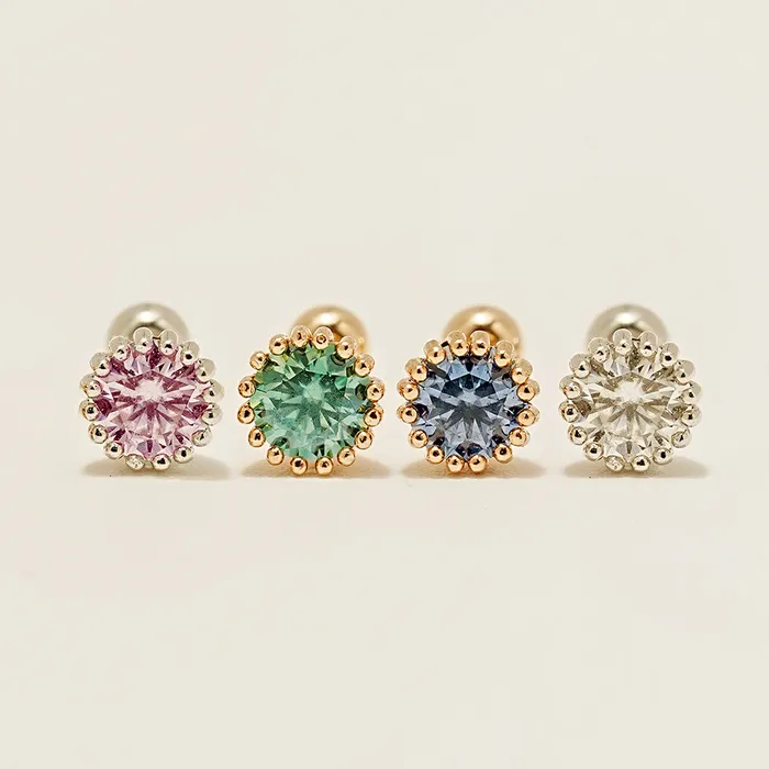Earrings MinimalBijoux 14K Gold Moissanite Echo Cartilage Earring 20G18G16G