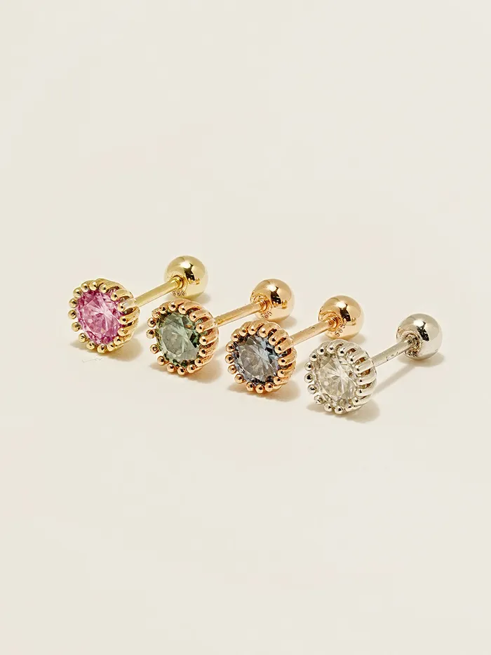 Earrings MinimalBijoux 14K Gold Moissanite Echo Cartilage Earring 20G18G16G