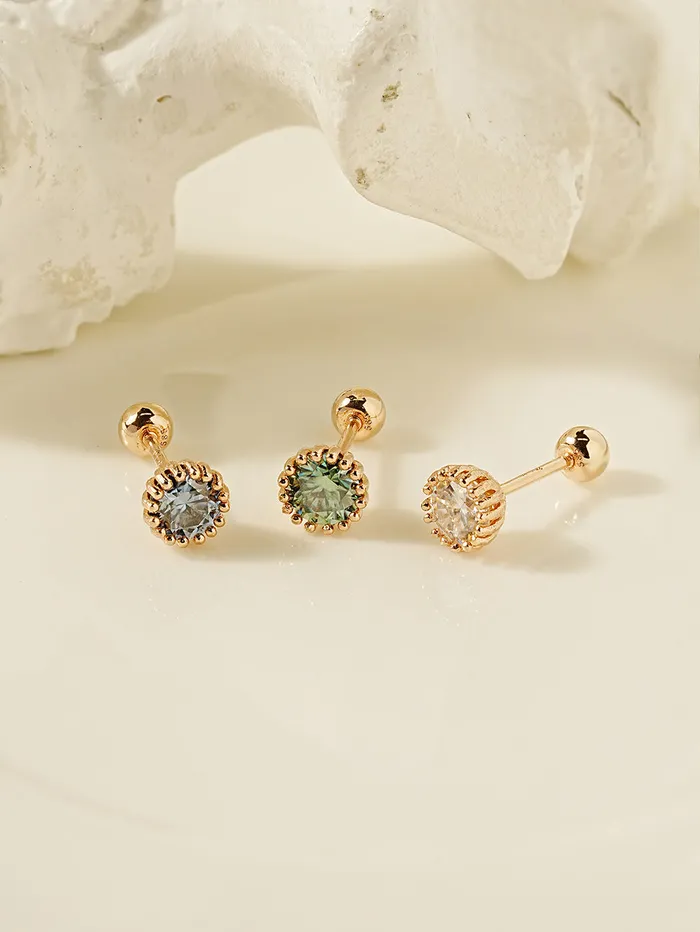 Earrings MinimalBijoux 14K Gold Moissanite Echo Cartilage Earring 20G18G16G