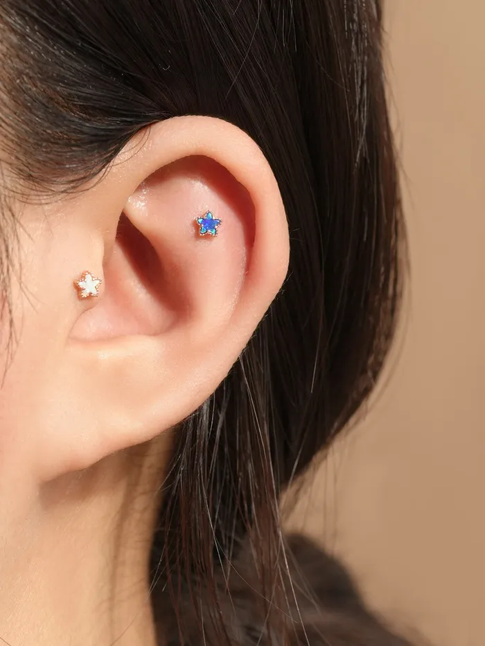 Earrings MinimalBijoux 14K Gold Oasis Star Cartilage Earring 20G