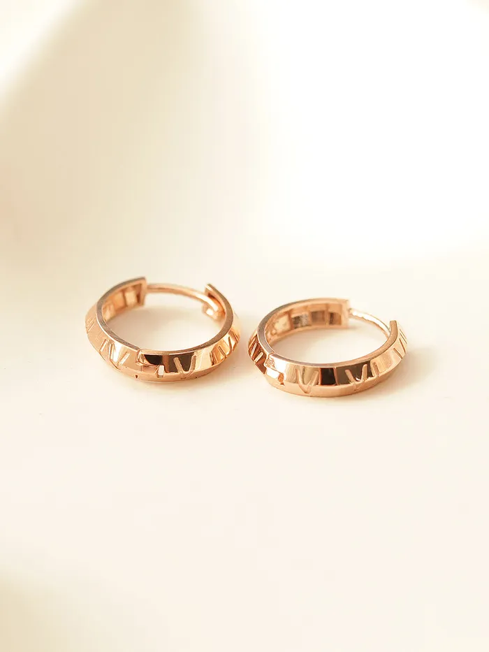 Earrings MinimalBijoux 14K Gold Roman Numbering Hoop Earring