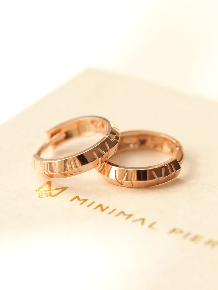Earrings MinimalBijoux 14K Gold Roman Numbering Hoop Earring