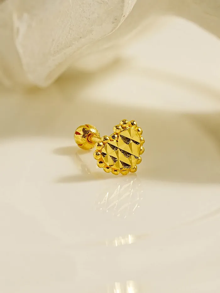 Earrings MinimalBijoux 24K Gold Cutting Heart Cartilage Earring 20G