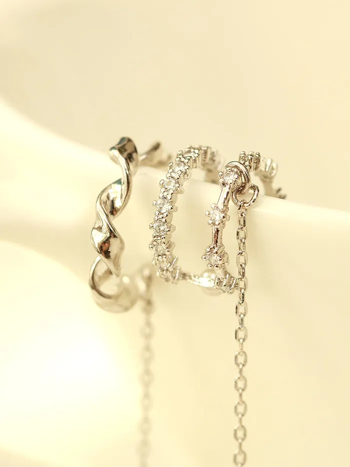 Earrings MinimalBijoux 925 Silver Long Chain Cubic Ear Cuff
