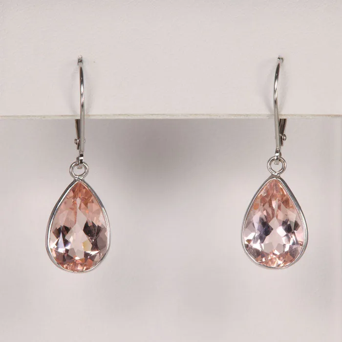 Earrings Moriartys Gem Art 14K White Gold Morganite Dangle Pierced Earrings 645 Carats Earrings Moriartys Gem Art 14K White Gold Morganite Dangle Pierced Earrings 645 Carats