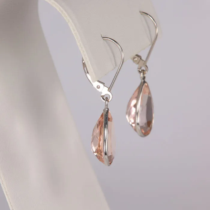 Earrings Moriartys Gem Art 14K White Gold Morganite Dangle Pierced Earrings 645 Carats