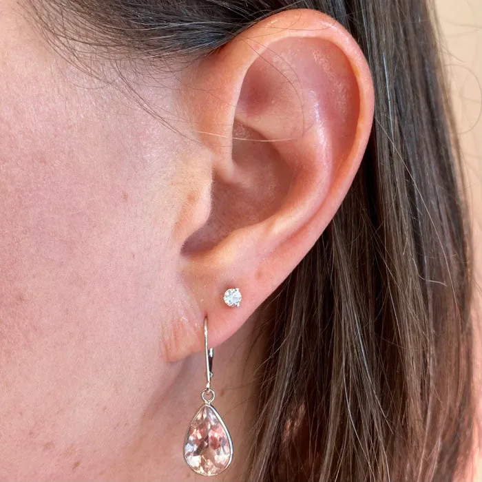 Earrings Moriartys Gem Art 14K White Gold Morganite Dangle Pierced Earrings 645 Carats