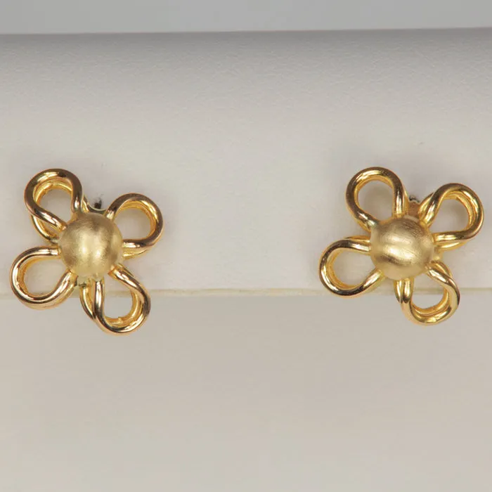 Earrings Moriartys Gem Art 14K Yellow Gold Flower Stud Earrings