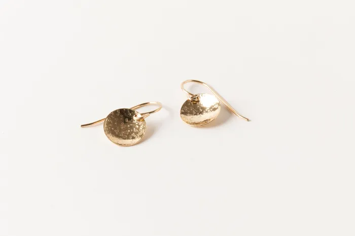 Earrings SAMPLE SALE Parker Drop Hammered Earrings Gold Fill Sheena Marshall Jewelry