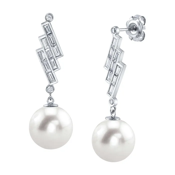 Earrings SPT South Sea Pearl Diamond Bowie Earrings