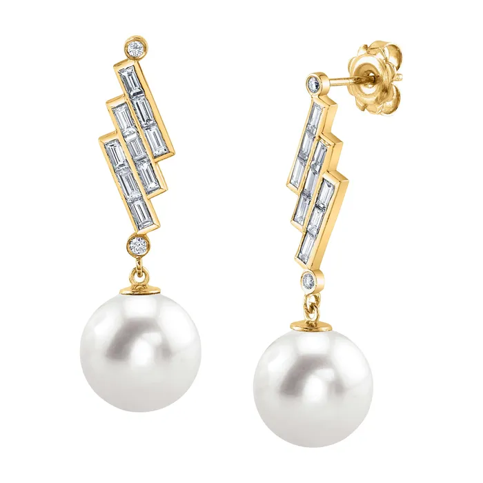 Earrings SPT South Sea Pearl Diamond Bowie Earrings Earrings SPT South Sea Pearl Diamond Bowie Earrings