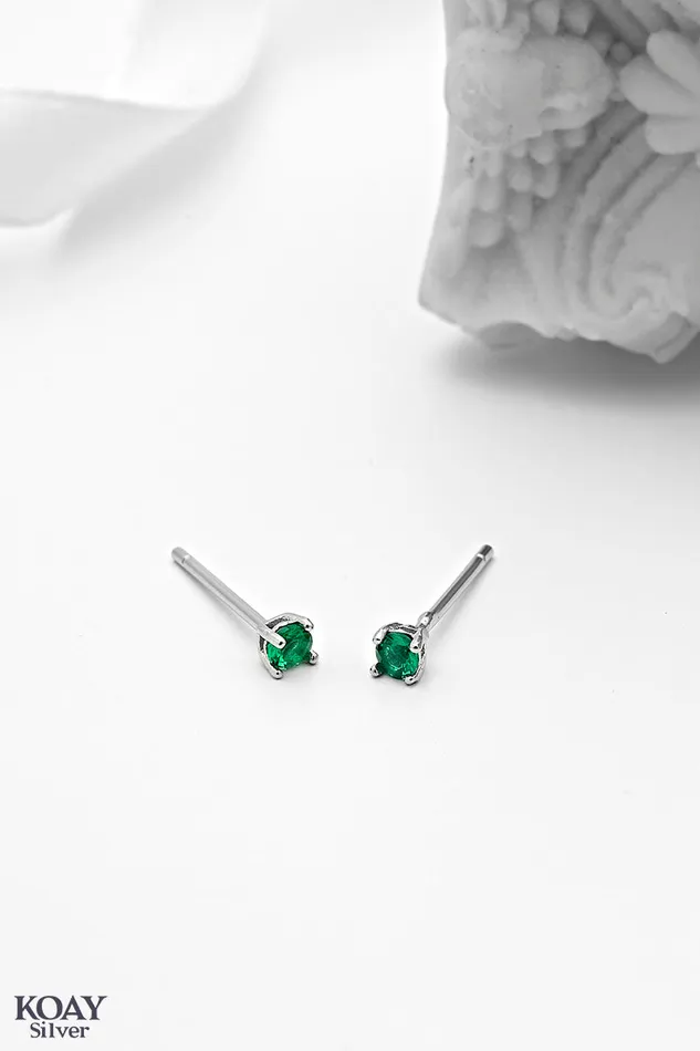 Earrings Tiny Green Zircon Earring KOAY Silver Store