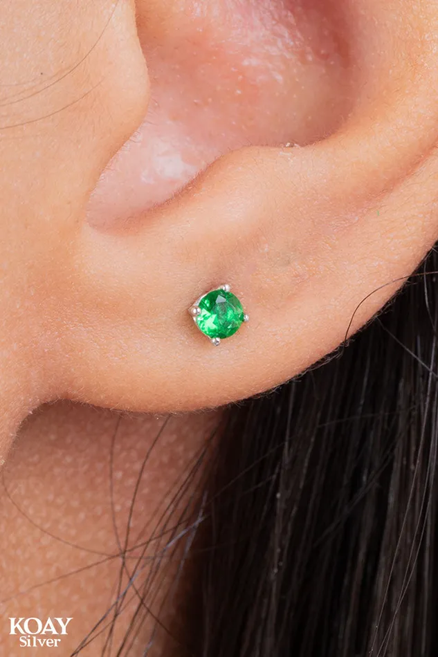 Earrings Tiny Green Zircon Earring KOAY Silver Store Earrings Tiny Green Zircon Earring KOAY Silver Store