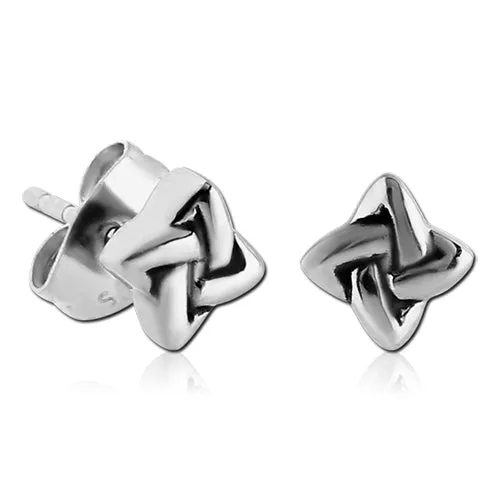 Earrings Tulsa Body Jewelry Quaternary Knot Stainless Stud Earrings
