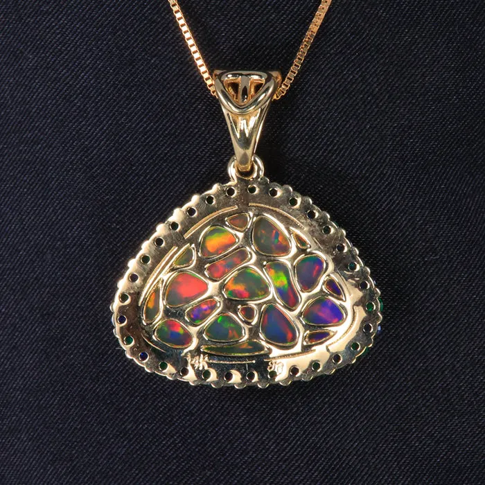 HOLD FOR AR 14K Yellow Gold Opal Emerald Sapphire Pendant 1052 Carats Moriartys Gem Art Necklaces
