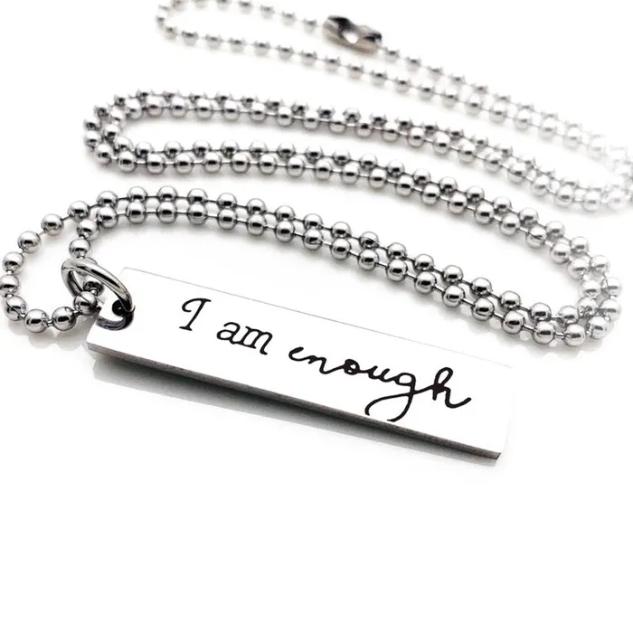 I Am Enough Stainless Steel Necklace Barbell Beauties Necklaces