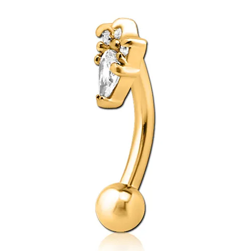 Jester CZ Gold Eyebrow Barbell Tulsa Body Jewelry PreStyled Sets