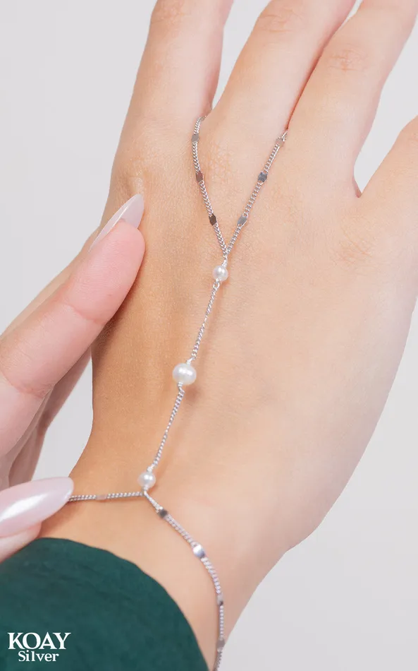 KOAY Silver Store Earrings Italian Pearl Handchain