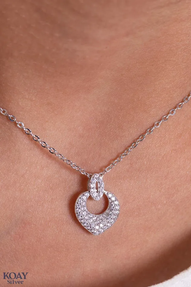 KOAY Silver Store Necklaces Zircon Heart Oval Necklace KOAY Silver Store Necklaces Zircon Heart Oval Necklace