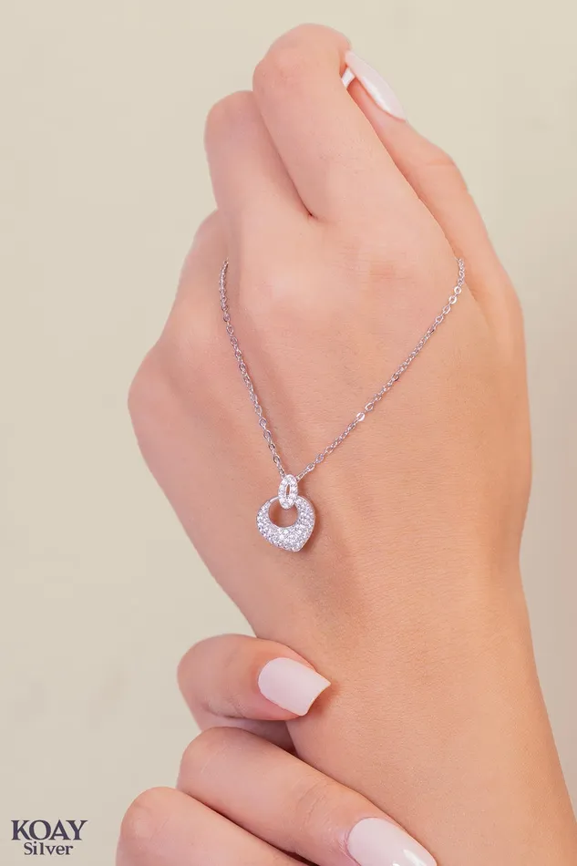 KOAY Silver Store Necklaces Zircon Heart Oval Necklace KOAY Silver Store Necklaces Zircon Heart Oval Necklace