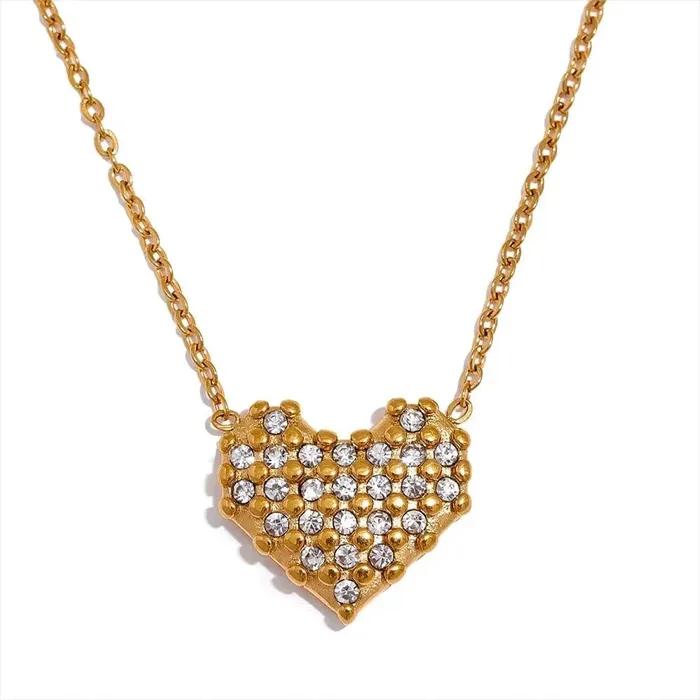Mabel Love Co Pave Heart Pendant Necklace Necklaces