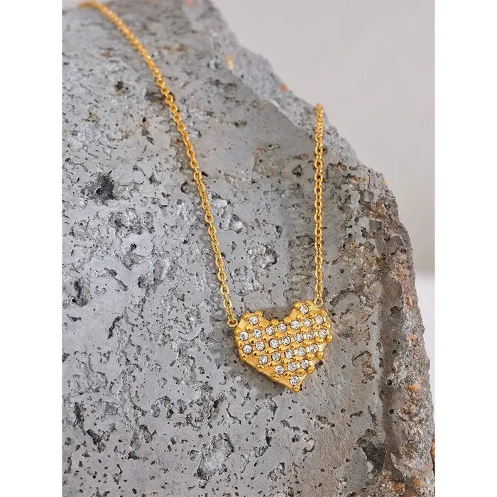 Mabel Love Co Pave Heart Pendant Necklace Necklaces