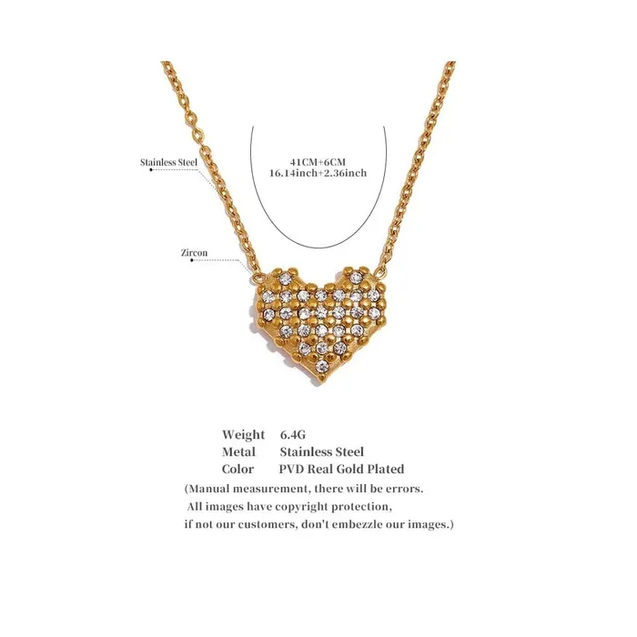Mabel Love Co Pave Heart Pendant Necklace Necklaces