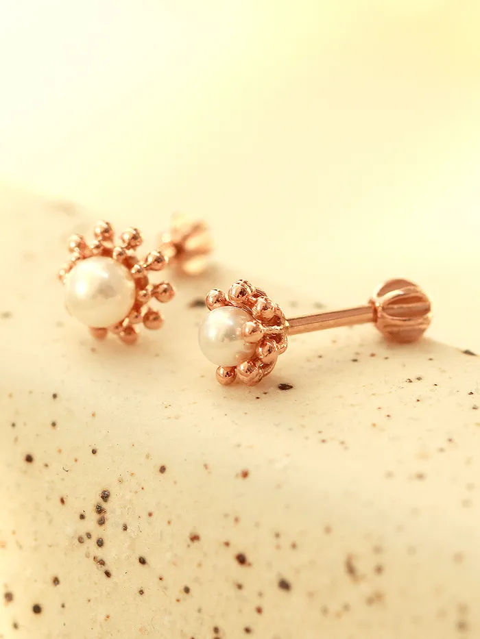 MinimalBijoux 14K Gold Bubble Pearl Cartilage Earring 18G16G Earrings