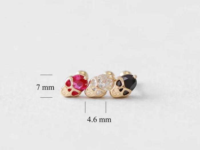 MinimalBijoux 14K gold Cutie Skull cartilage earring 18g16g Earrings