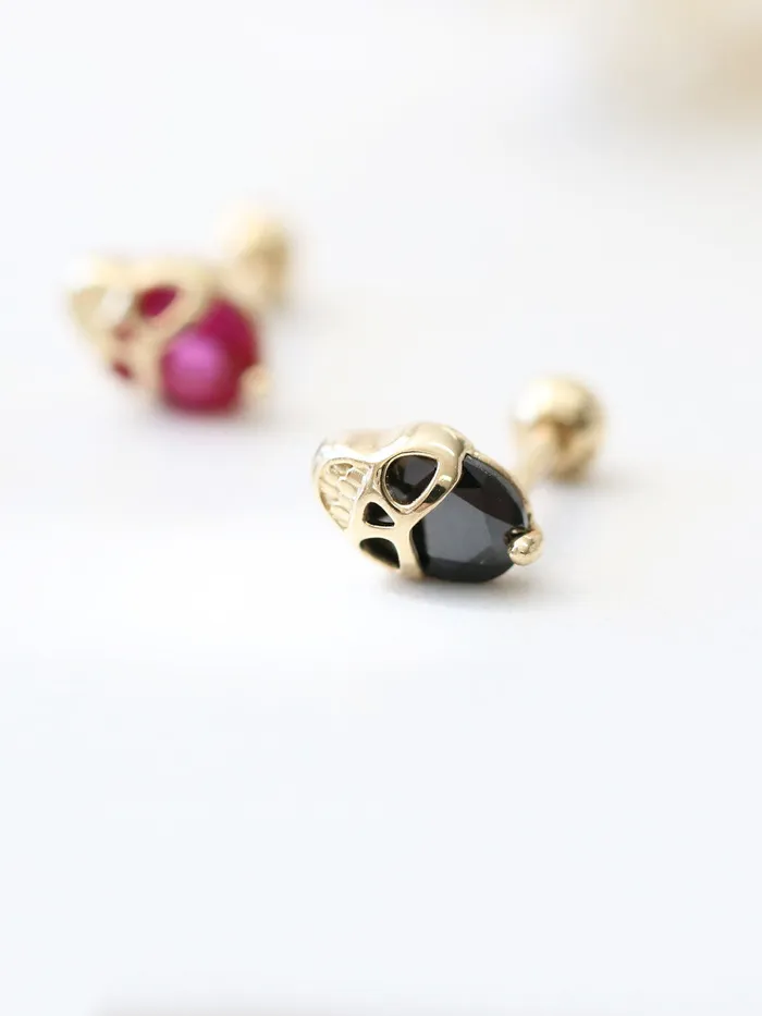MinimalBijoux 14K gold Cutie Skull cartilage earring 18g16g Earrings