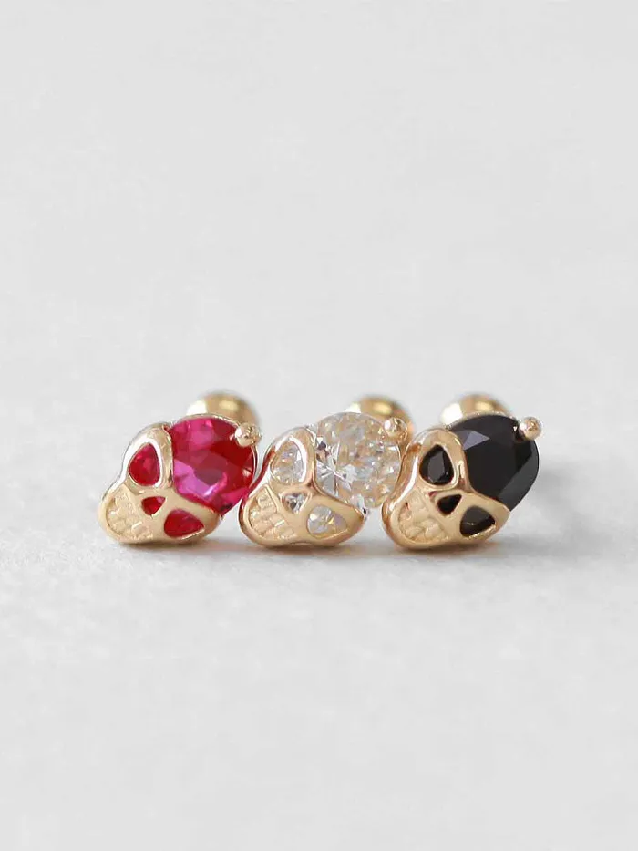 MinimalBijoux 14K gold Cutie Skull cartilage earring 18g16g Earrings