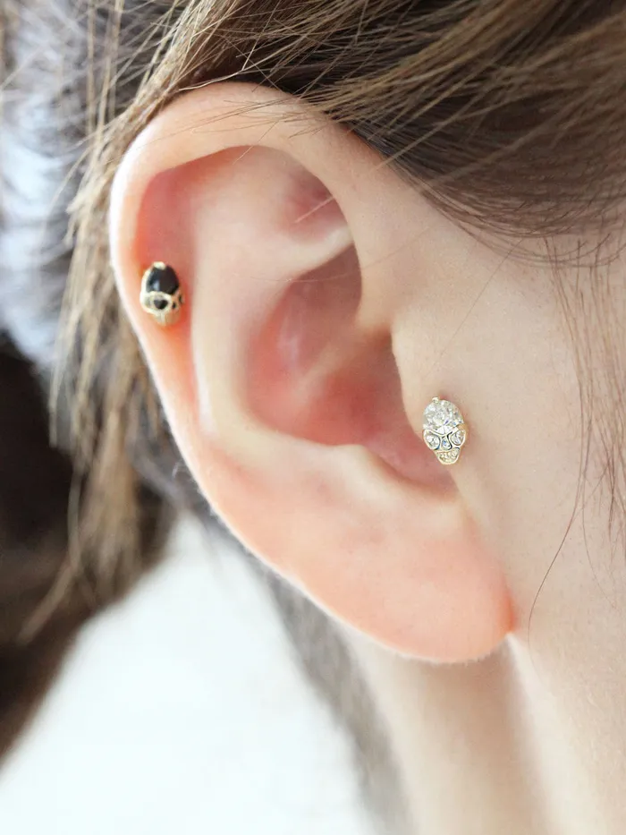 MinimalBijoux 14K gold Cutie Skull cartilage earring 18g16g Earrings