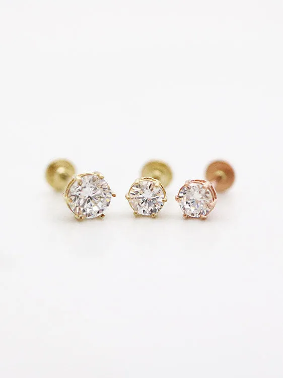 MinimalBijoux 14K Gold CZ Labret Piercing 18G PreStyled Sets