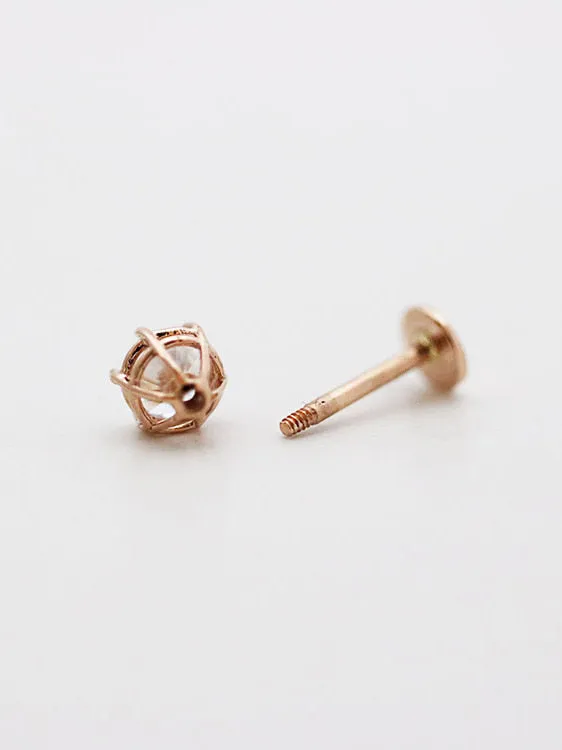 MinimalBijoux 14K Gold CZ Labret Piercing 18G PreStyled Sets