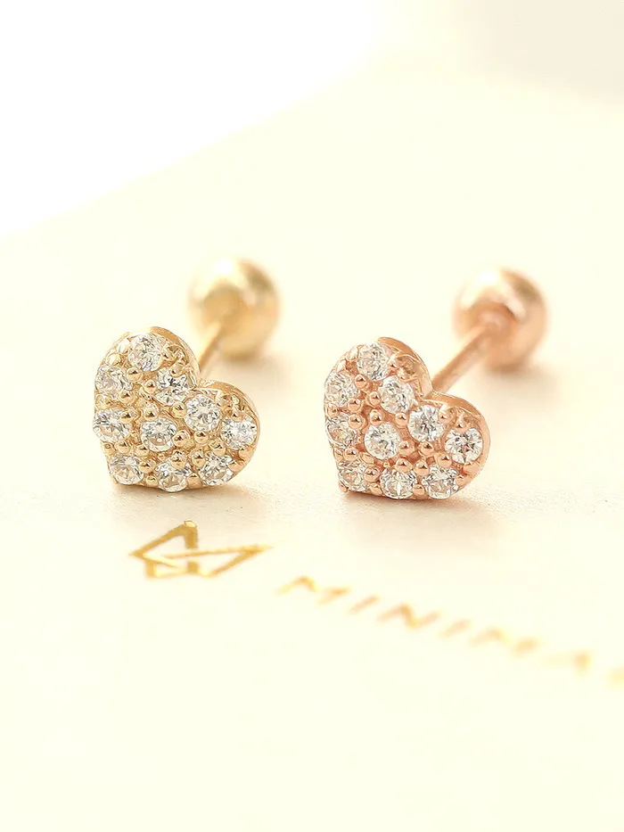 MinimalBijoux 14K Gold Mini Volume Cubic Heart cartilage earring 20g Earrings MinimalBijoux 14K Gold Mini Volume Cubic Heart cartilage earring 20g Earrings