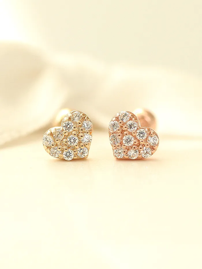 MinimalBijoux 14K Gold Mini Volume Cubic Heart cartilage earring 20g Earrings