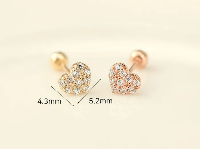 MinimalBijoux 14K Gold Mini Volume Cubic Heart cartilage earring 20g Earrings