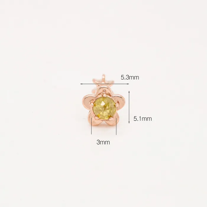 MinimalBijoux 14K Gold Rough Diamond CZ Flower Cartilage Earring 18G16G Earrings