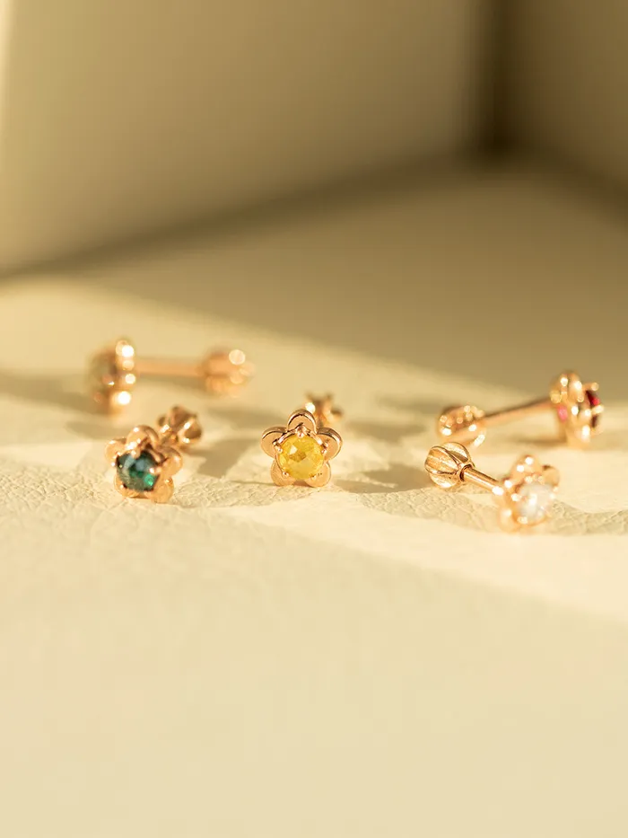 MinimalBijoux 14K Gold Rough Diamond CZ Flower Cartilage Earring 18G16G Earrings